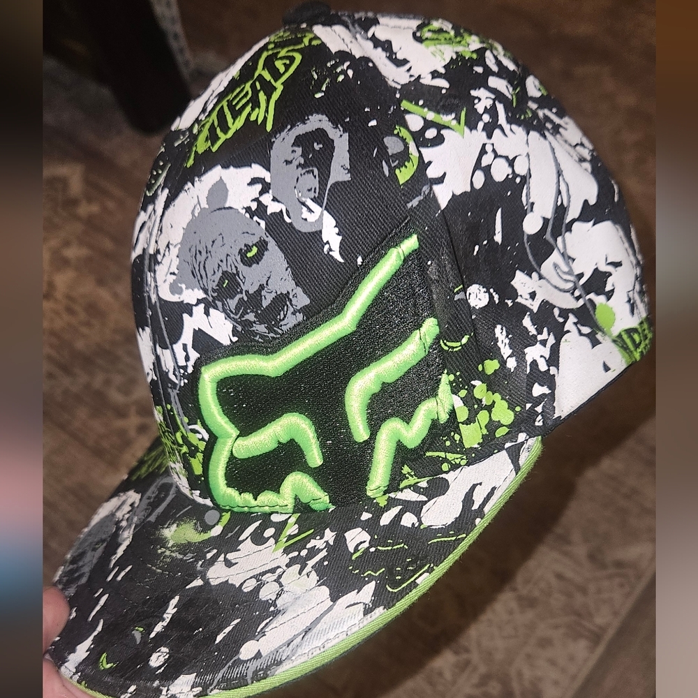 Vintage Youth OSFM Fox Racing Riders Company Zombie All Over Flex Hat RARE!!!!